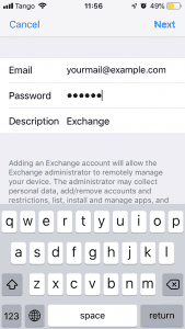 Hosted Exchange iPhone Step 4