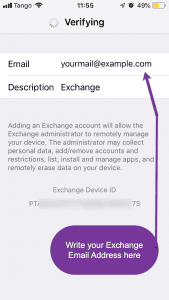 Hosted Exchange iPhone Step 2